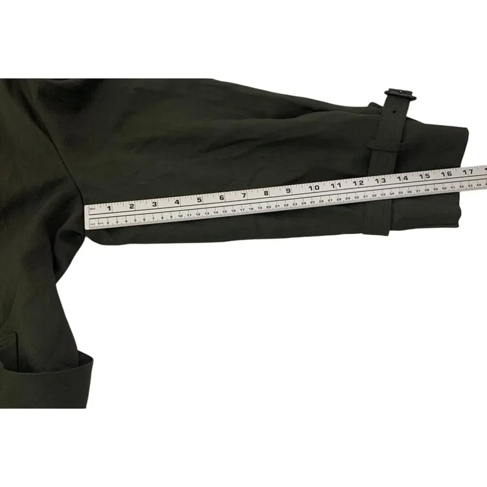 London Fog Mens Trench Coat 44 Reg. Olive Green Lined Double Breasted Old Money - Picture 8 of 16